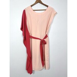 W118 Walter Baker Dress Womens M Blush Pink Red Colorblock Belted Valentines